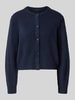 Oui Gebreid jack met ronde hals en knoopsluiting Marineblauw