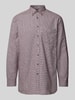 Christian Berg Men Light-Flanellhemd mit Button-Down-Kragen Bordeaux