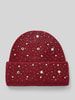 ICHI Gebreide muts met siersteentjes, model 'IAMACY HO' Rood