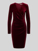 Christian Berg Cocktail Knielange cocktailjurk met V-hals Bordeaux gemêleerd