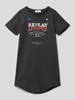 Replay Knielange T-shirtjurk met statementprint Zwart