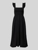 Pieces Sukienka midi z marszczonymi detalami model ‘LUNA’ Czarny