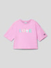 CHAMPION Kort T-shirt met statementprint Fuchsia