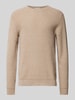 SELECTED HOMME Strickpullover mit Strukturmuster Modell 'ROSS' Ecru Melange