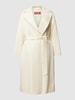 Max Mara Studio Lange wollen jas van scheerwolmix met strikceintuur, model 'CLES' Offwhite