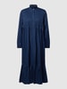 Risy & Jerfs Midi-jurk van puur katoen met stolpplooien, model 'Girona' Marineblauw