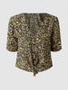 Pieces Blouse met knoopdetail, model 'Nya' Zwart