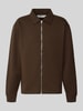 Selected Regular sweatjack van katoenmix model 'TOM' Chocoladebruin