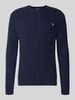 REVIEW Slim Fit Strickpullover aus reiner Baumwolle mit Zopfmuster Marine