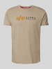 Alpha Industries T-Shirt mit Label-Print Beige