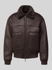 Armani Exchange Blouson in Leder-Optik mit Zweiwege-Reißverschluss Dunkelbraun