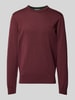 Lacoste Strickpullover aus reiner Wolle mit Logo-Patch Bordeaux