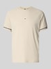 BOSS Green T-shirt z detalem z logo Beżowy