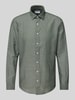 Jake*s Slim Fit Freizeithemd aus Leinen-Baumwoll-Mix Dunkelgruen