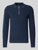 MCNEAL Gebreide pullover met reverskraag Marineblauw gemêleerd