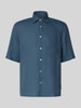 Marc O'Polo Regular Fit Leinenhemd mit kurzem Arm Blau