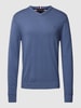 Tommy Hilfiger Strickpullover mit V-Ausschnitt Modell 'PIMA' Jeansblau