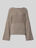 Emporio Armani Oversized Pullover aus reiner Baumwolle in Strick-Optik Taupe