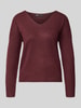 Only Regular Fit Pullover mit V-Ausschnitt Modell 'RICA LIFE' Bordeaux Melange