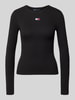 Tommy Jeans Slim fit shirt met lange mouwen van katoenmix Zwart