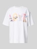 Review Oversized T-Shirt mit Motiv-Print Weiss