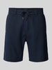 BOSS Orange Tapered Fit Leinenshorts mit elastischem Bund Dunkelblau