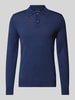 Christian Berg Men Slim fit gebreide pullover met polokraag Donkerblauw gemêleerd