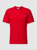 Lacoste T-shirt z okrągłym dekoltem i wyhaftowanym logo Czerwony