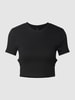 Only Cropped T-Shirt mit One-Shoulder-Träger Modell 'FREJA' Black