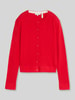 Tom Tailor Regular fit gebreid jack van katoenmix met zijde-aandeel Rood
