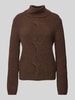 Marc Cain Gebreide pullover met opstaande kraag Donkerbruin