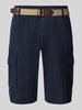 Lerros Korte regular fit cargobroek met riem Donkerblauw