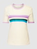 Jake*s Casual T-shirt met contraststrepen Offwhite