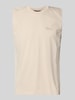 PEGADOR Tanktop mit Label-Stitching und Rundhalsausschnitt Sand
