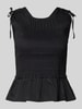 COMMA Blusentop mit Smok-Details Black