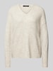 Vero Moda Regular Fit Strickpullover mit V-Ausschnitt Modell 'CREWLEFILE' Beige