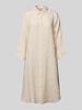 0039 Italy Knielanges Hemdblusenkleid aus Leinen mit 3/4-Arm Modell 'GRACY' Beige