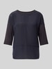 Marc Cain T-shirt met geribde ronde hals Marineblauw