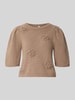 PIECES Regular fit shirt met borduursel model 'AYA' Taupe gemêleerd