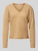 Tommy Hilfiger Sweter z dzianiny z wyhaftowanym logo Camel