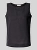 Christian Berg Woman Leinentop mit Rundhalsausschnitt Black