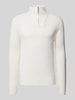 JOOP! Collection Strickpullover aus Lanawoll-Mix mit Troyer-Kragen Offwhite