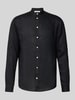 Casual Friday Slim fit vrijetijdsoverhemd van linnen, model 'Anton' Zwart