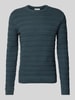 Tom Tailor Regular Fit Strickpullover aus reiner Baumwolle mit Strickmuster Rauchblau