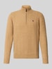 Polo Ralph Lauren Gebreide pullover van een mix van katoen en kasjmier met opstaande kraag Camel