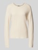 Marc O'Polo Denim Strickpullover mit geripptem Rundhalsausschnitt Offwhite