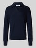 GRAN SASSO Gebreide pullover van scheerwol met platte kraag en V-hals Marineblauw