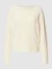 OPUS Sweter z dzianiny z okrągłym dekoltem model ‘Perlufa’ Złamany biały
