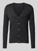 Christian Berg Men Slim Fit Cardigan aus Woll-Mix mit V-Ausschnitt Anthrazit Melange