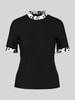 Marc Cain T-shirt met contrasterende kraagafwerking Zwart